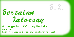 bertalan kalocsay business card